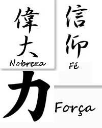 kanji de Nobreza, fé, força e outros