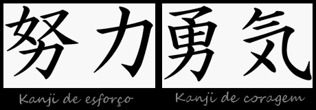 Kanji de esforço, empenho e coragem