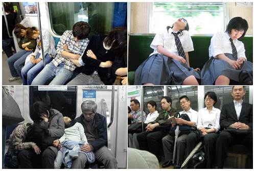 Inemuri é muito comum dentro dos trens fotos