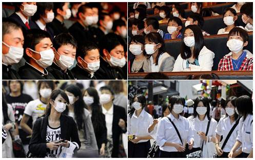 Máscaras no Japão fotos