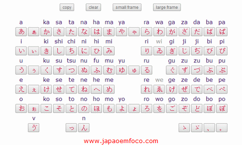 Teclado Virtual em Japonês - Hiragana