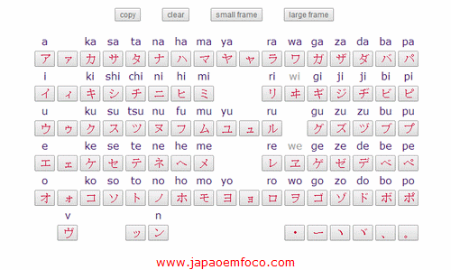 Teclado Virtual em Japonês - Katakana