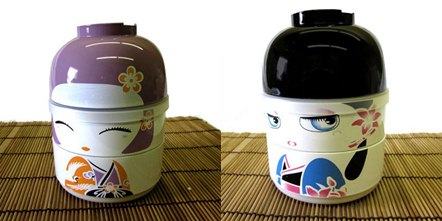 Kokeshi Bento box boy and Girl