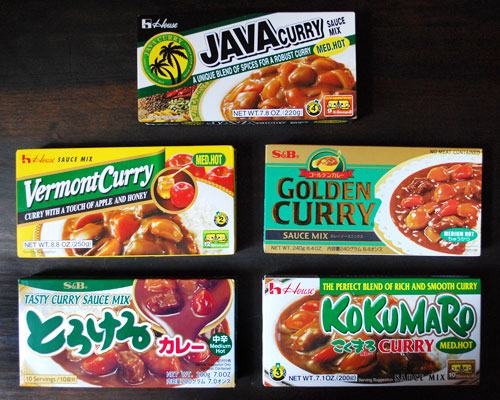 Variedades de tabletes de curry no Japão