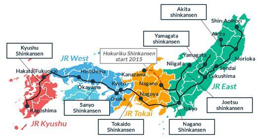 Trem bala conectando o Japão de norte a sul