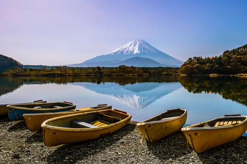 Shojiko Lake e Mt Fuji 