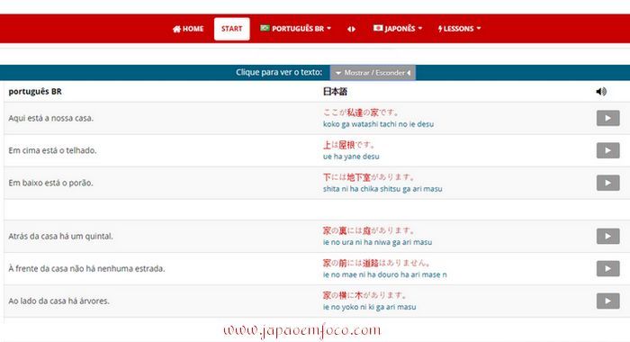 Aprenda japonês com o app 50 Languages