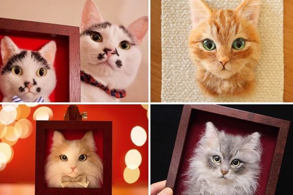 Retratos Realistas 3D de Gatos Feitos Com Lã Feltrada by Wakuneco