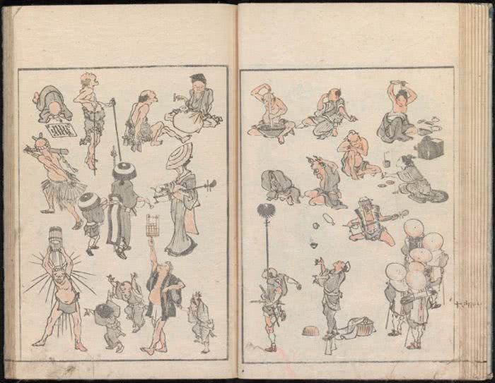 "Hokusai manga", 1814 (Katsushita Hokusai / Domínio Público)