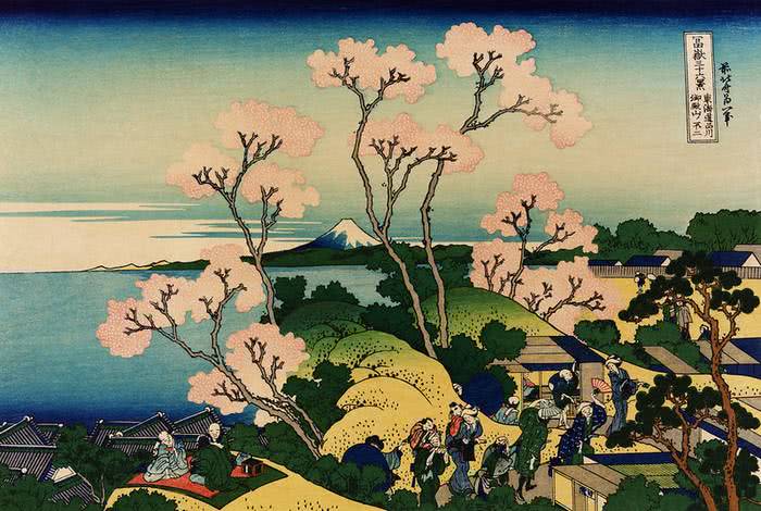 Katsushita Hokusai - Tokaido Shinagawa Goten'yama no Fuji, 1832