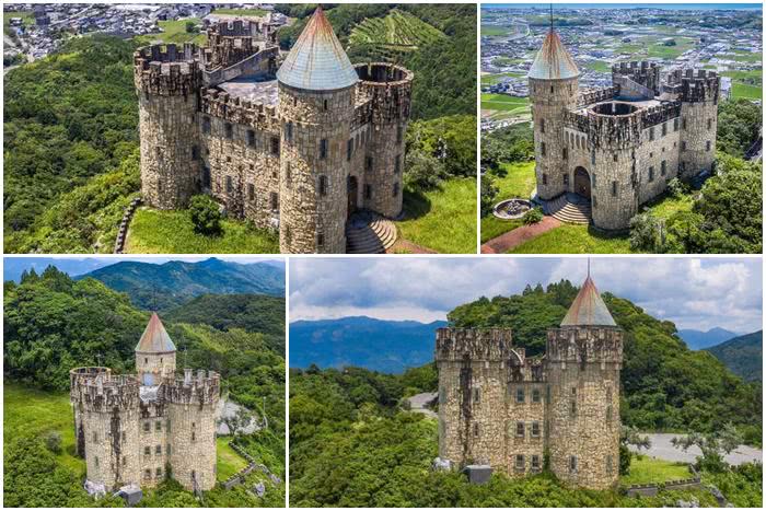 Um castelo espanhol no meio das montanhas do Japão