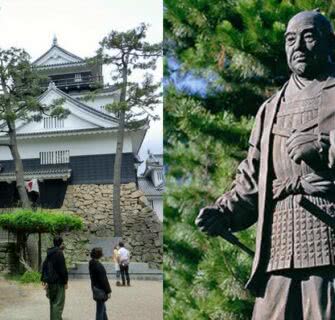 Castelo de Okazaki e estátua de Tokugawa Ieyasu