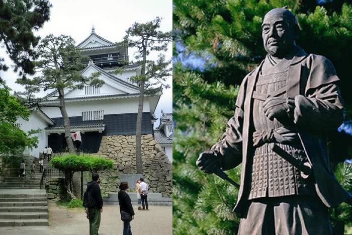 Castelo de Okazaki e estátua de Tokugawa Ieyasu