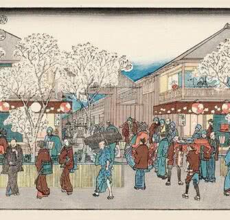 Período Edo Nakanocho in the Yoshiwara District (Yoshiwara Nakanocho) from the series Famous Views of Edo (Edo meisho), 1842