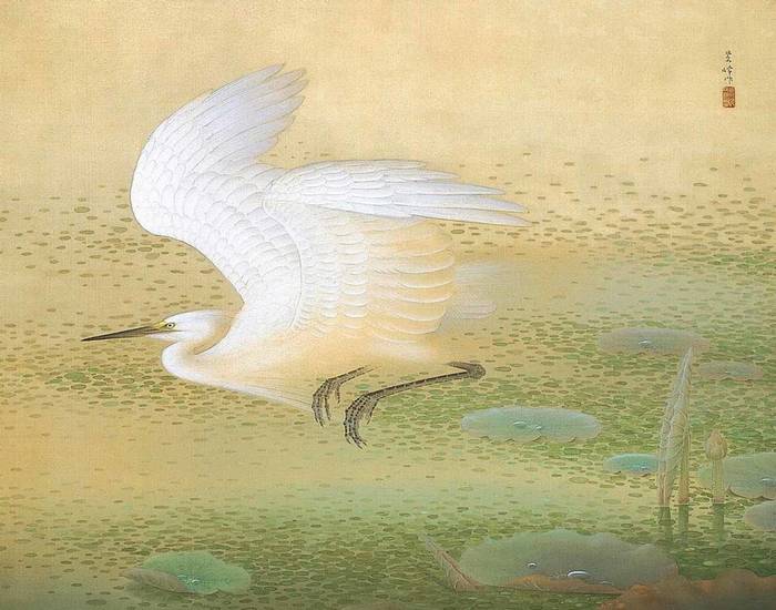 Nihonga Shiho Sakakibara, White Heron, 1926, Adachi Museum of Art