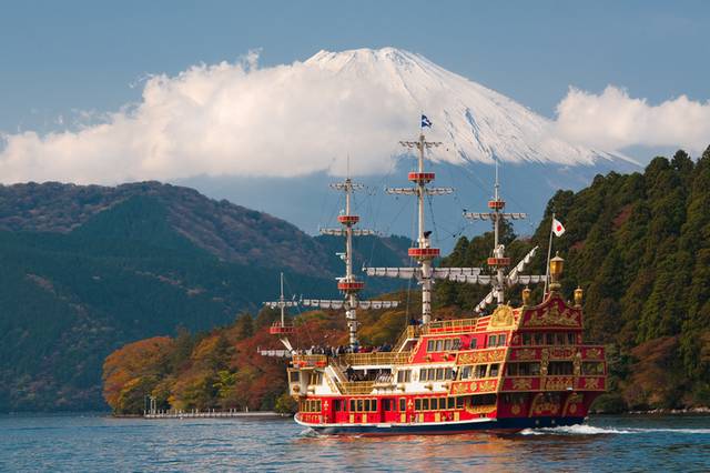 Navio temático pirata no Lago Ashi, Hakone, Kanagawa 