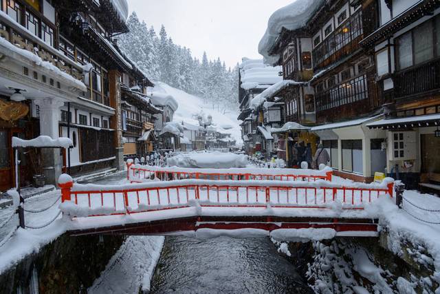 Ginzan Onsen no inverno 