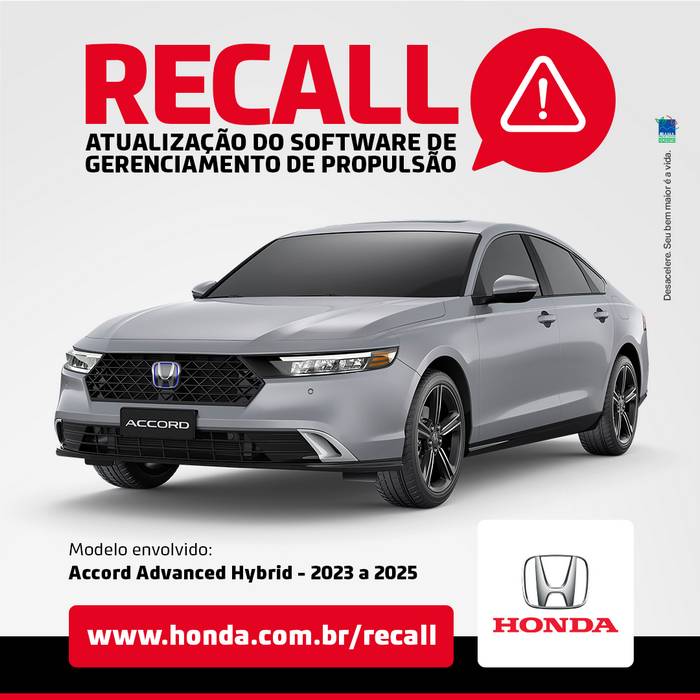 Honda anuncia recall para atualização do software de gerenciamento de propulsão