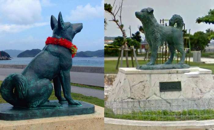 Estátuas de Shiro e Merillyn em Okinawa