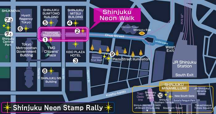 Mapa do evento Shinjuku Neon Walk 2025