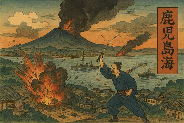Ukiyo-e Bombardeio de Kagoshima