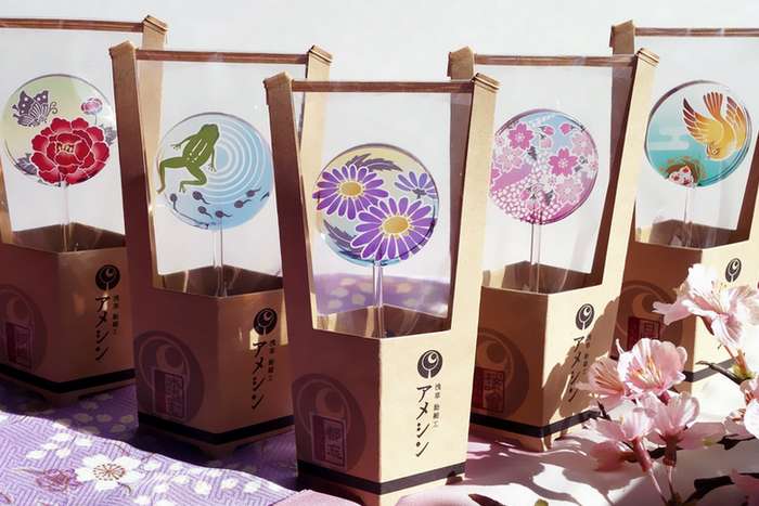Uchiwa Ame, os pirulitos artesanais da loja Asakusa Amezaiku Ameshin