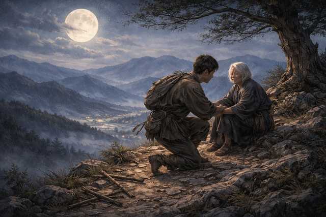 Obasute, também conhecida como Ubasute — o suposto abandono de idosos nas montanhas em um período que o Japão vivenciava um período de muita escassez.