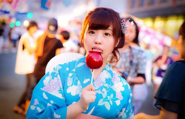 Maçã do amor festival matsuri Japão